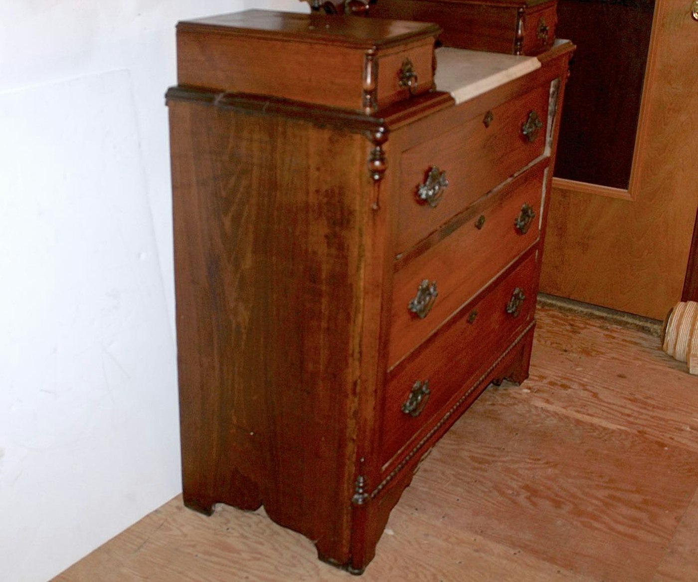 19th Century Victorian Era Marble Top  Oak Dresser  with 