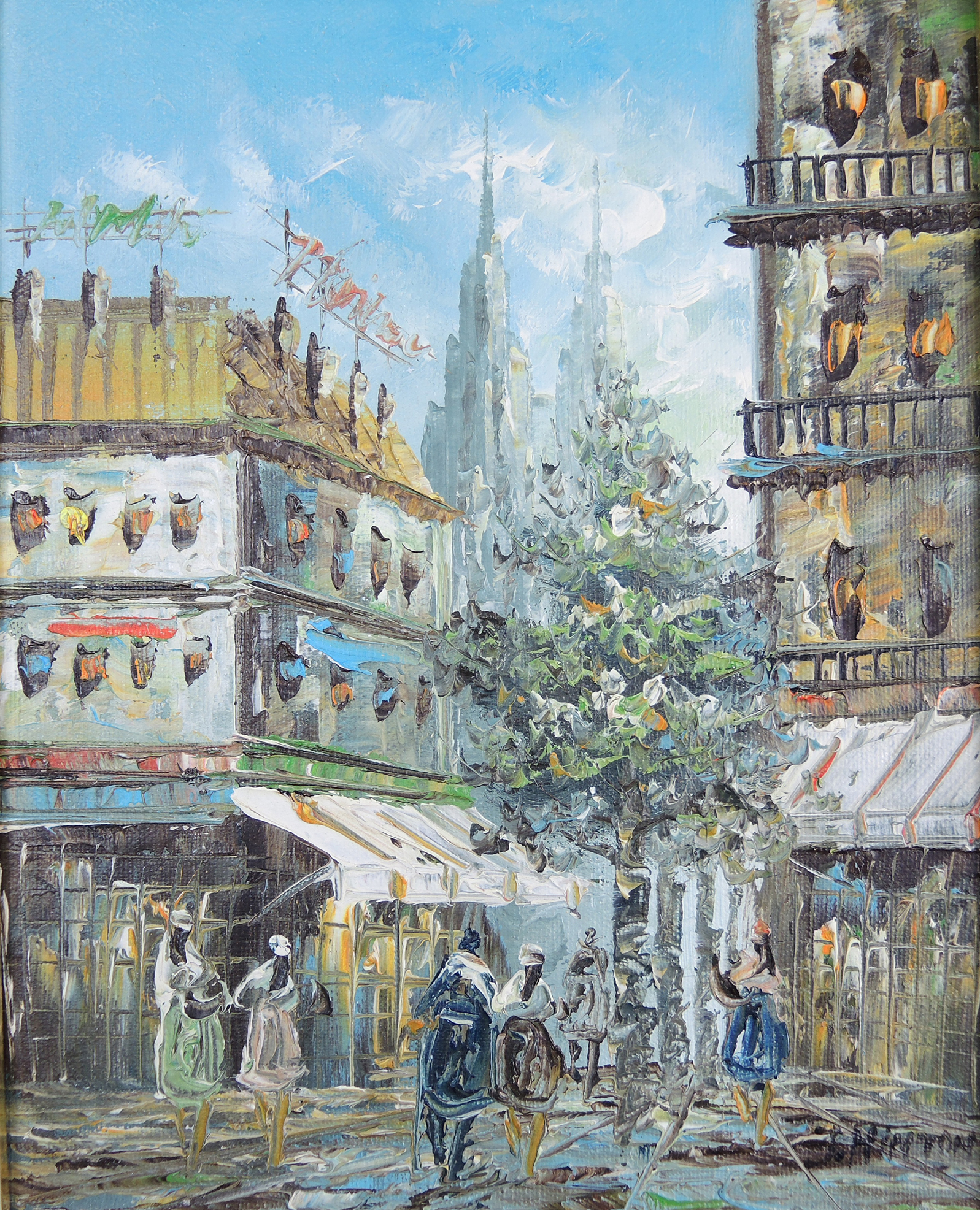J Hinton Oil Painting of a Parisian Scene EBTH