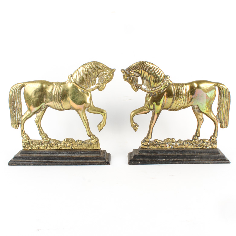 Vintage Brass Horse Bookends EBTH