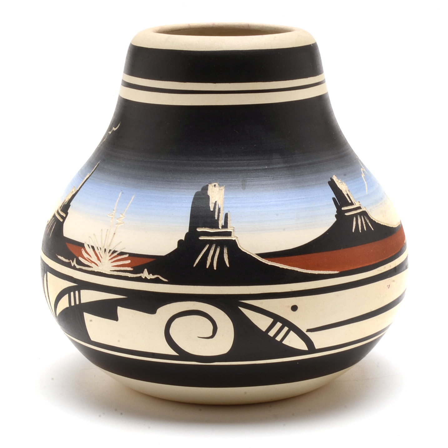 Cedar Mesa Pottery "Desert Rainbow" Navajo Vase Signed EBTH