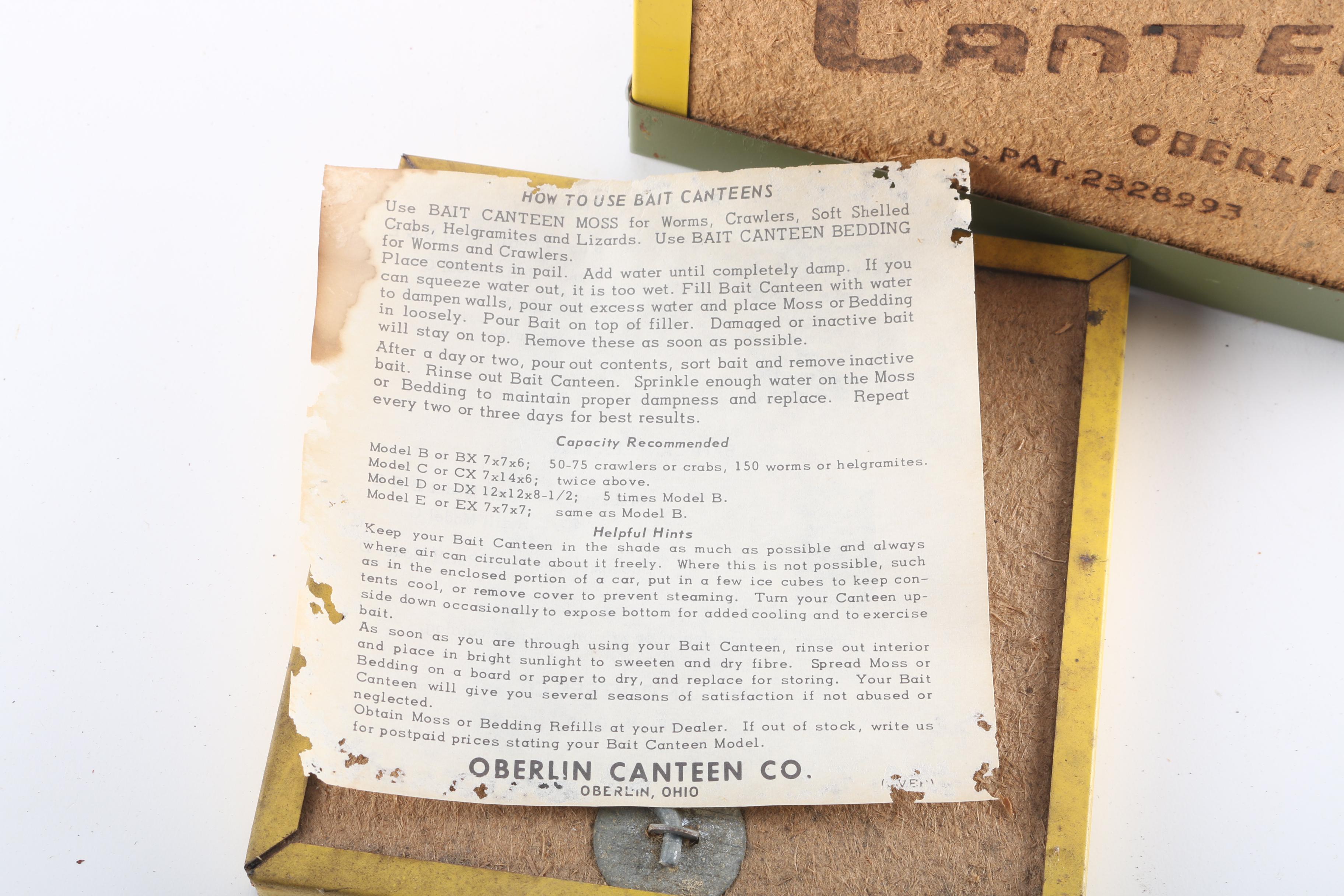 Circa 1950s Oberlin Bait Canteen Box EBTH