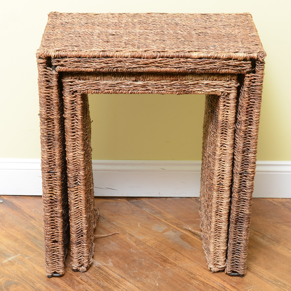 2Tier Wicker Nesting Tables EBTH