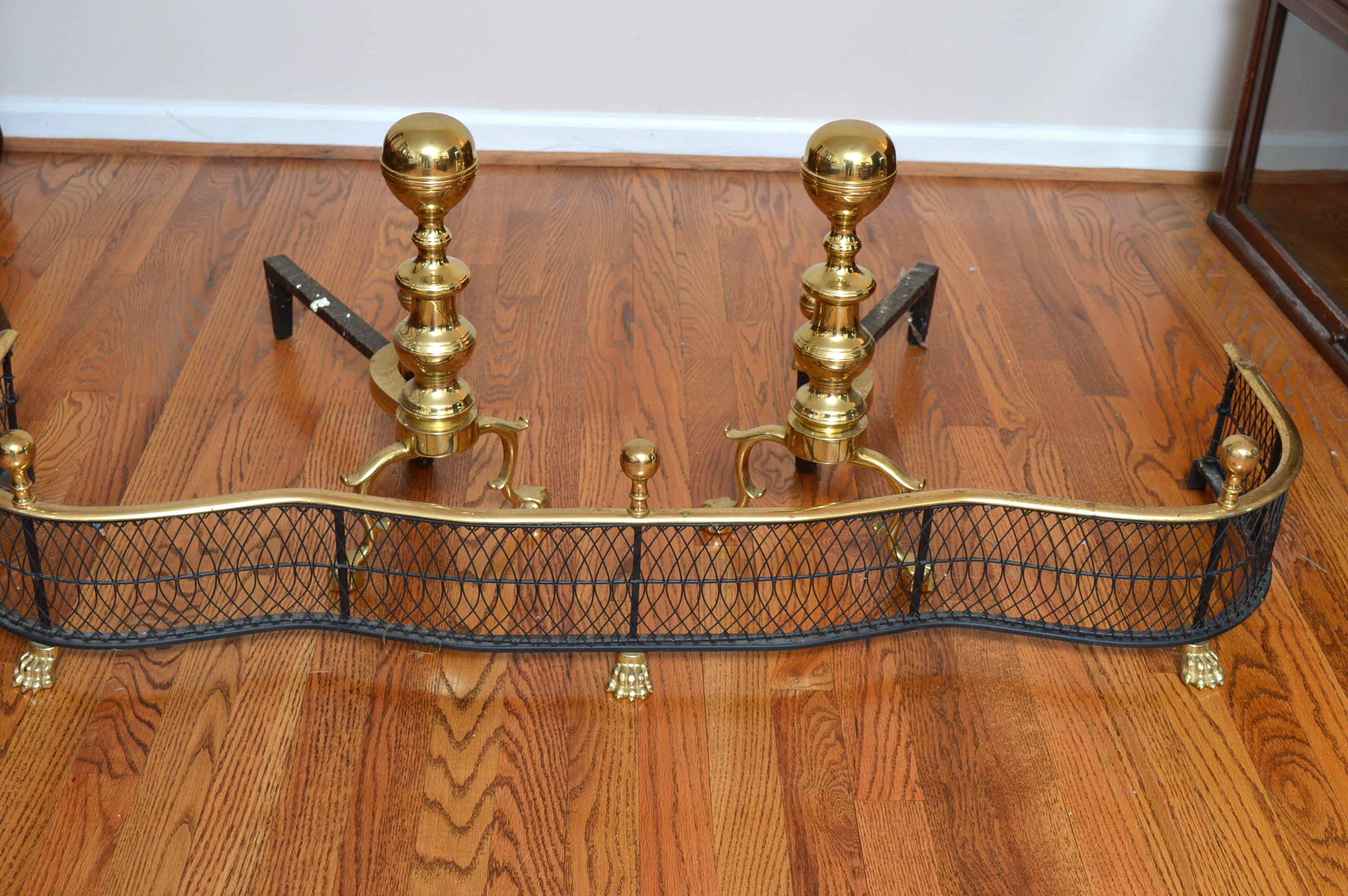 Fireplace Andirons and Fender Set EBTH