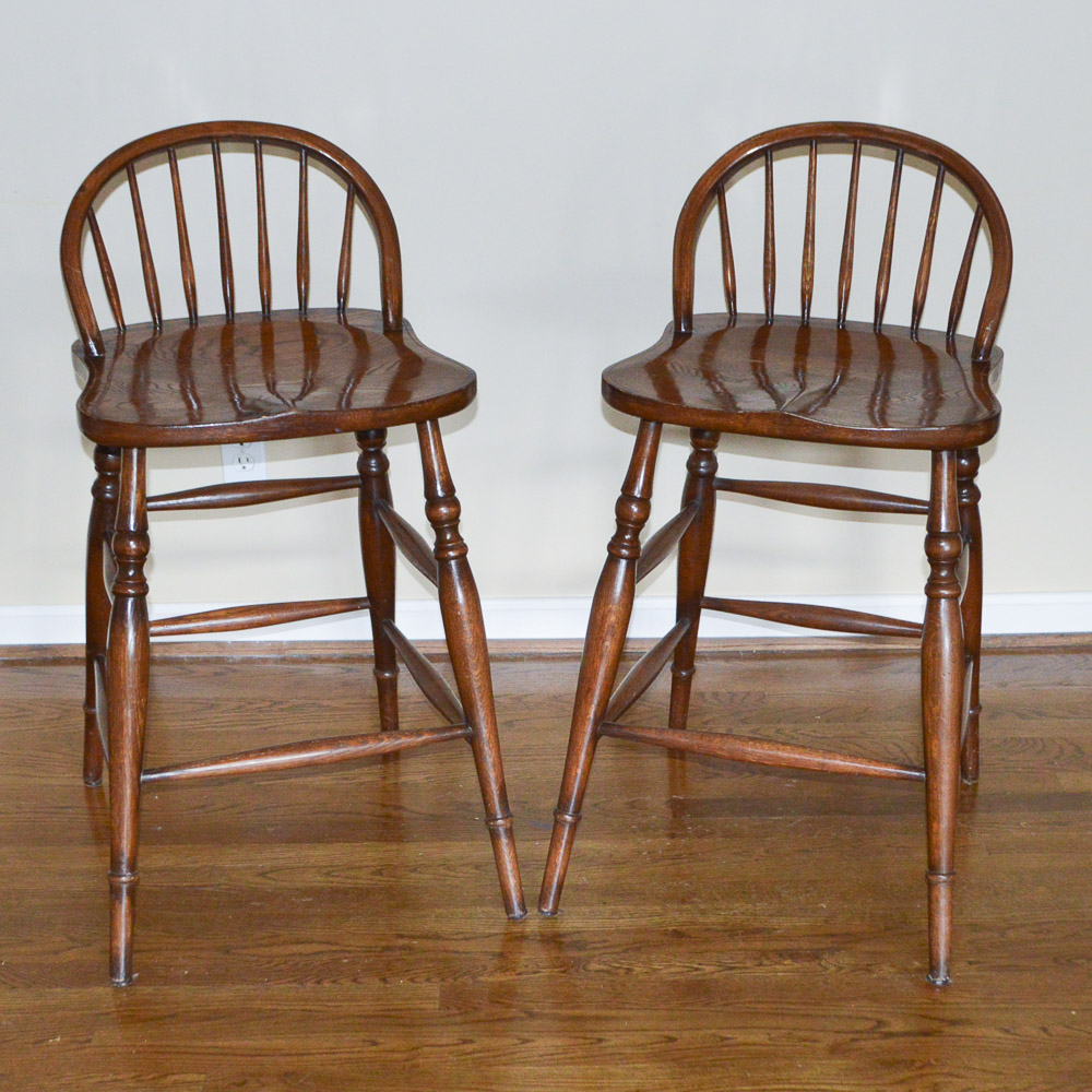 Pair of Low Back Windsor Style Bar Stools EBTH