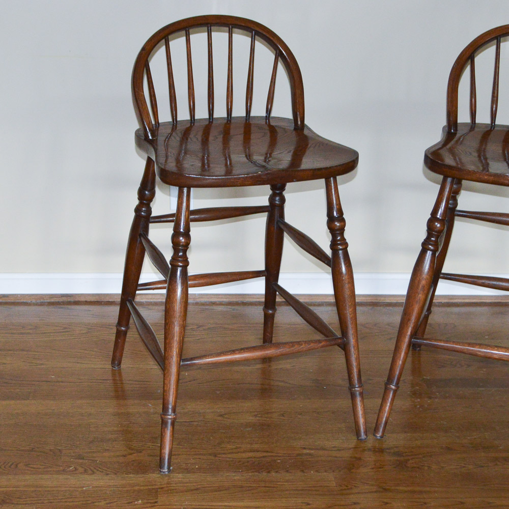 Pair of Low Back Windsor Style Bar Stools EBTH