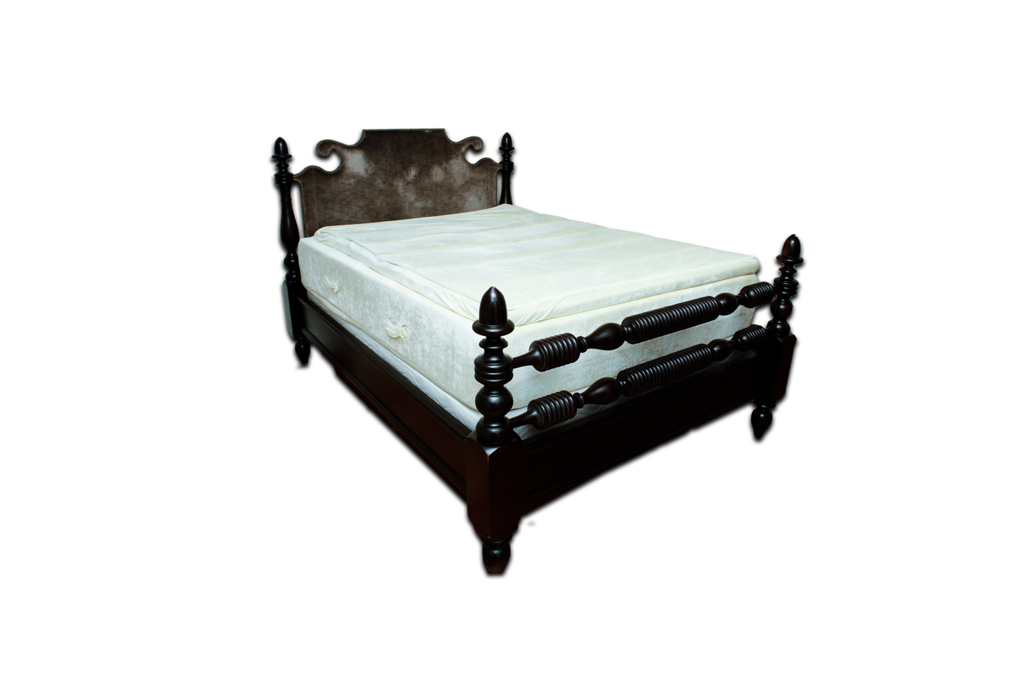 Ebonized Wood Cannonball Queen Size Bed Frame EBTH