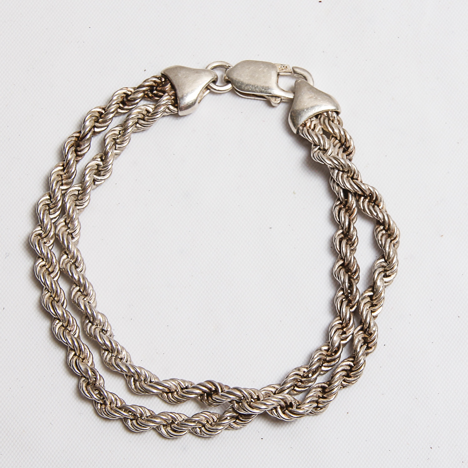 Sterling Double Rope Chain Bracelet with Figaro Chain Necklace EBTH