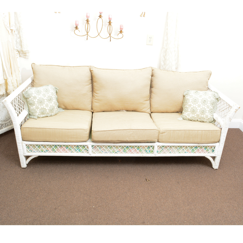 Vintage Wicker Sofa and Coffee Table Set EBTH