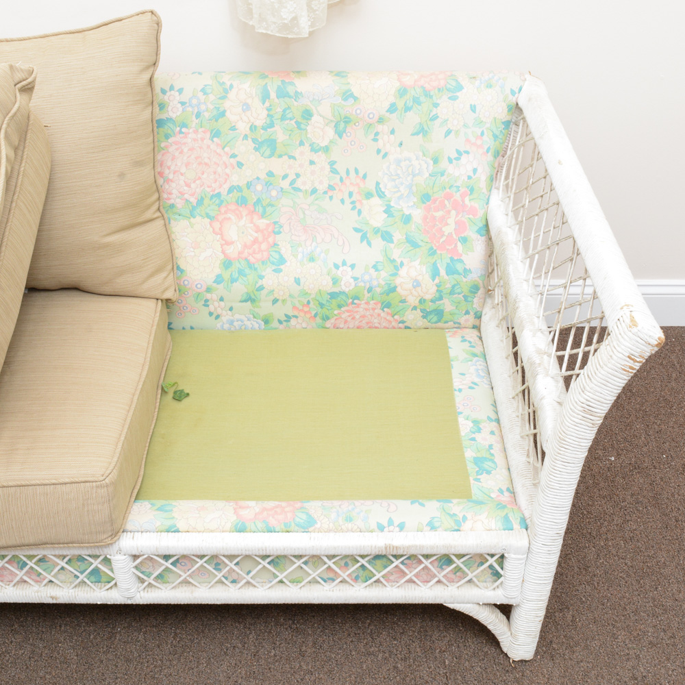 Vintage Wicker Sofa and Coffee Table Set EBTH