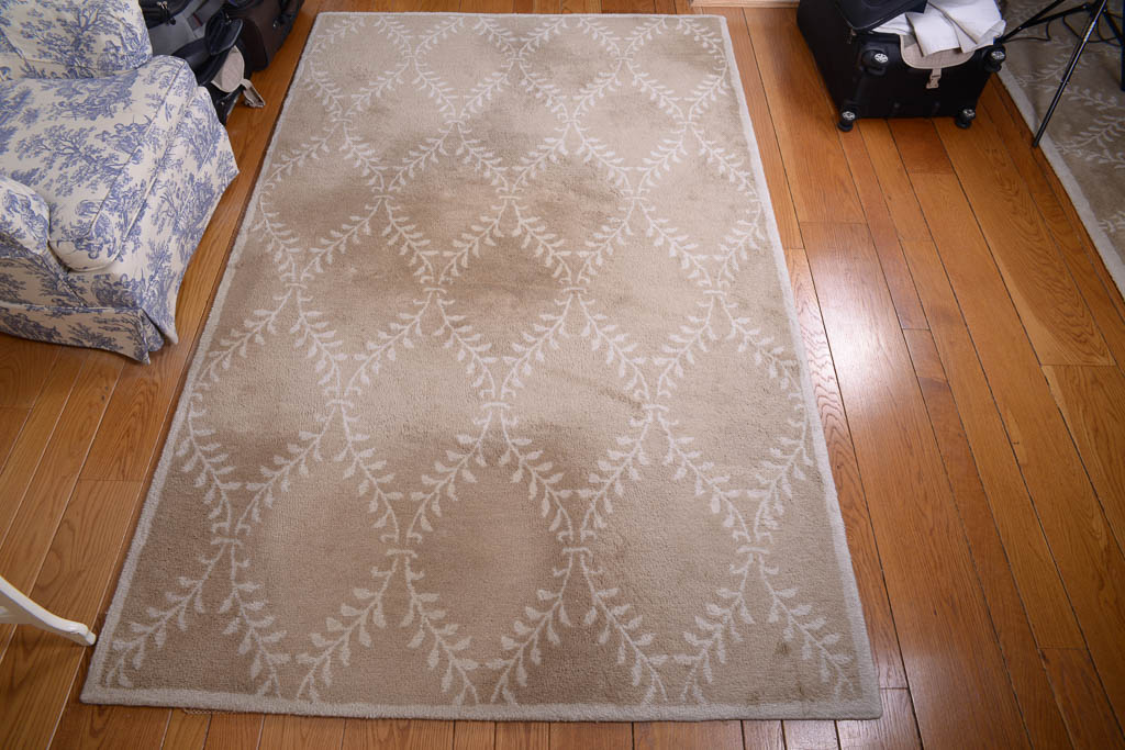 Pottery Barn Woolmark "Lattice" Wool Handmade Made Small Area Rug EBTH