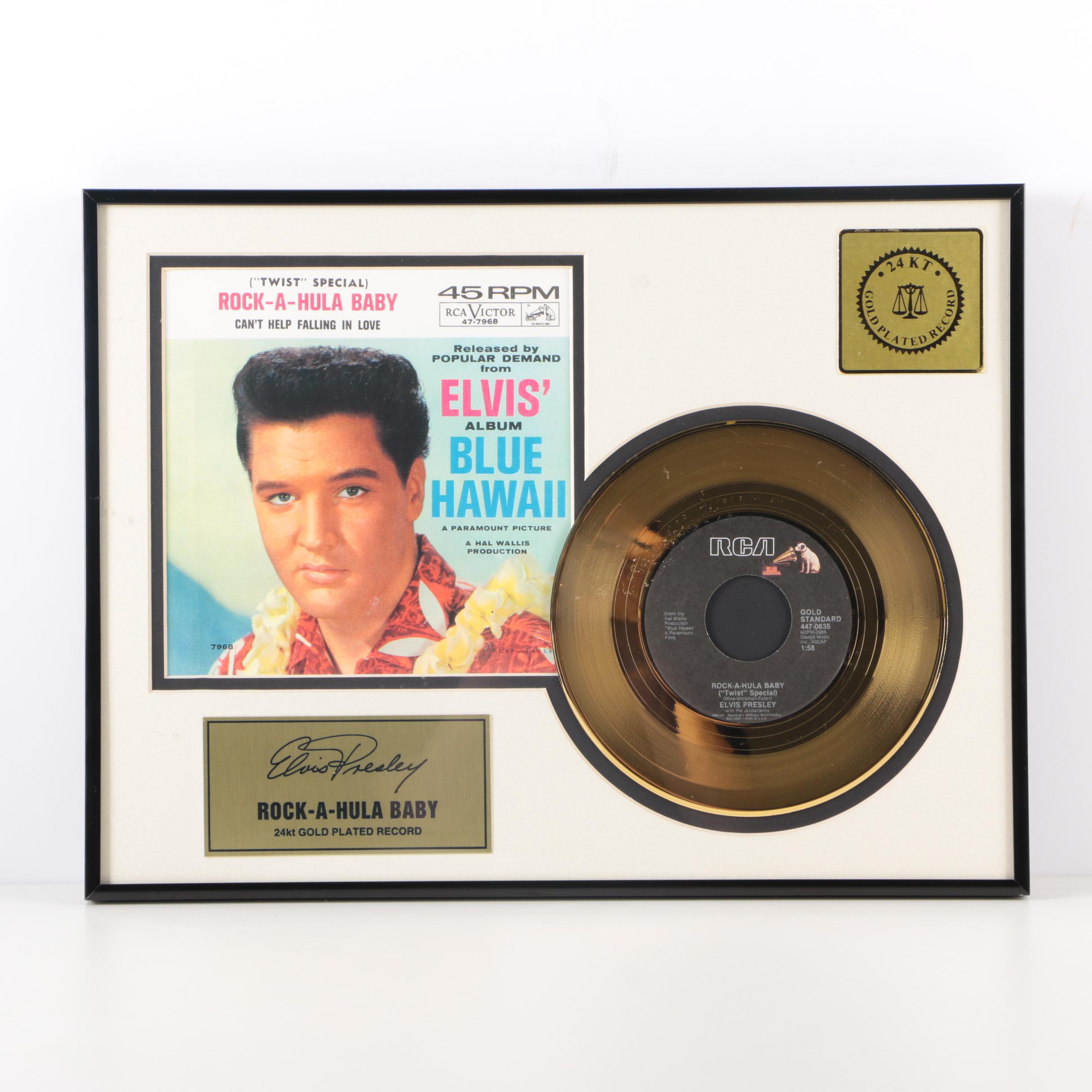 Framed 24K GoldPlated Elvis Presley 45 rpm Record EBTH