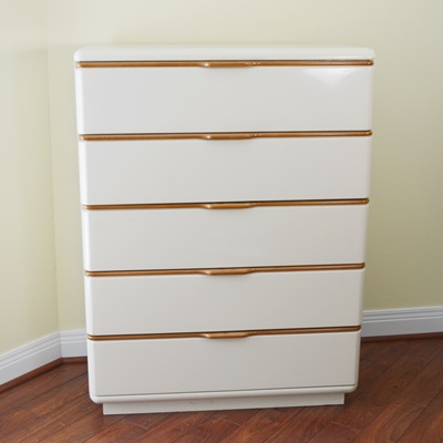 White Laminate Chest Of Drawers By Lane Furniture Ebth