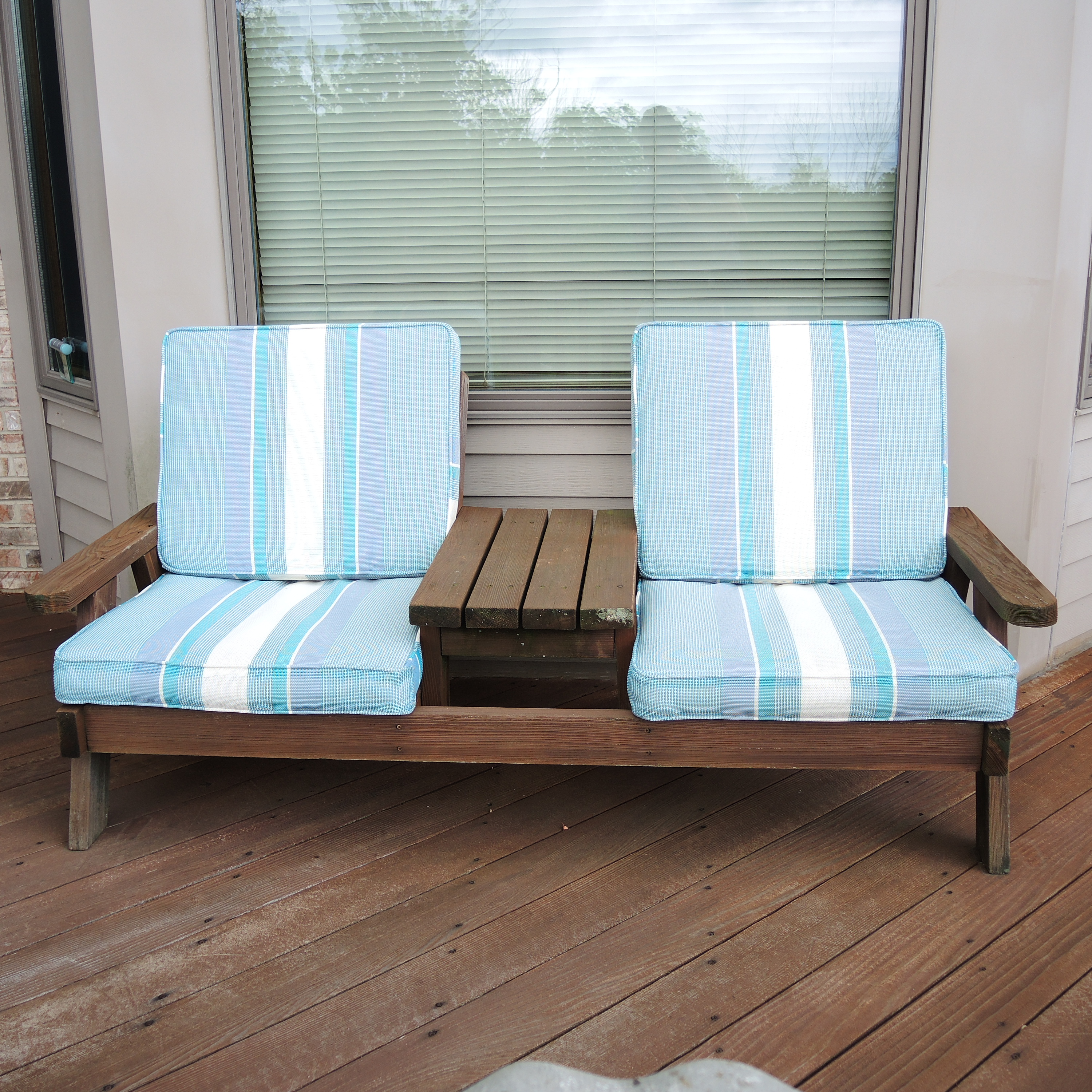 Redwood Patio Bench with All-Weather Cushions | EBTH