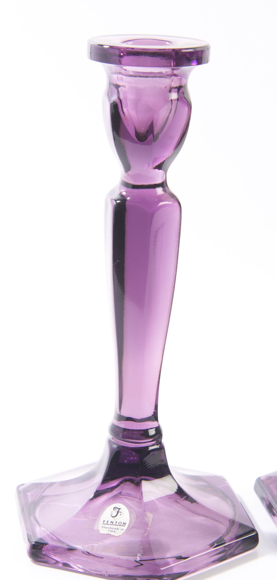 Pair of Fenton Purple Glass Candlesticks EBTH