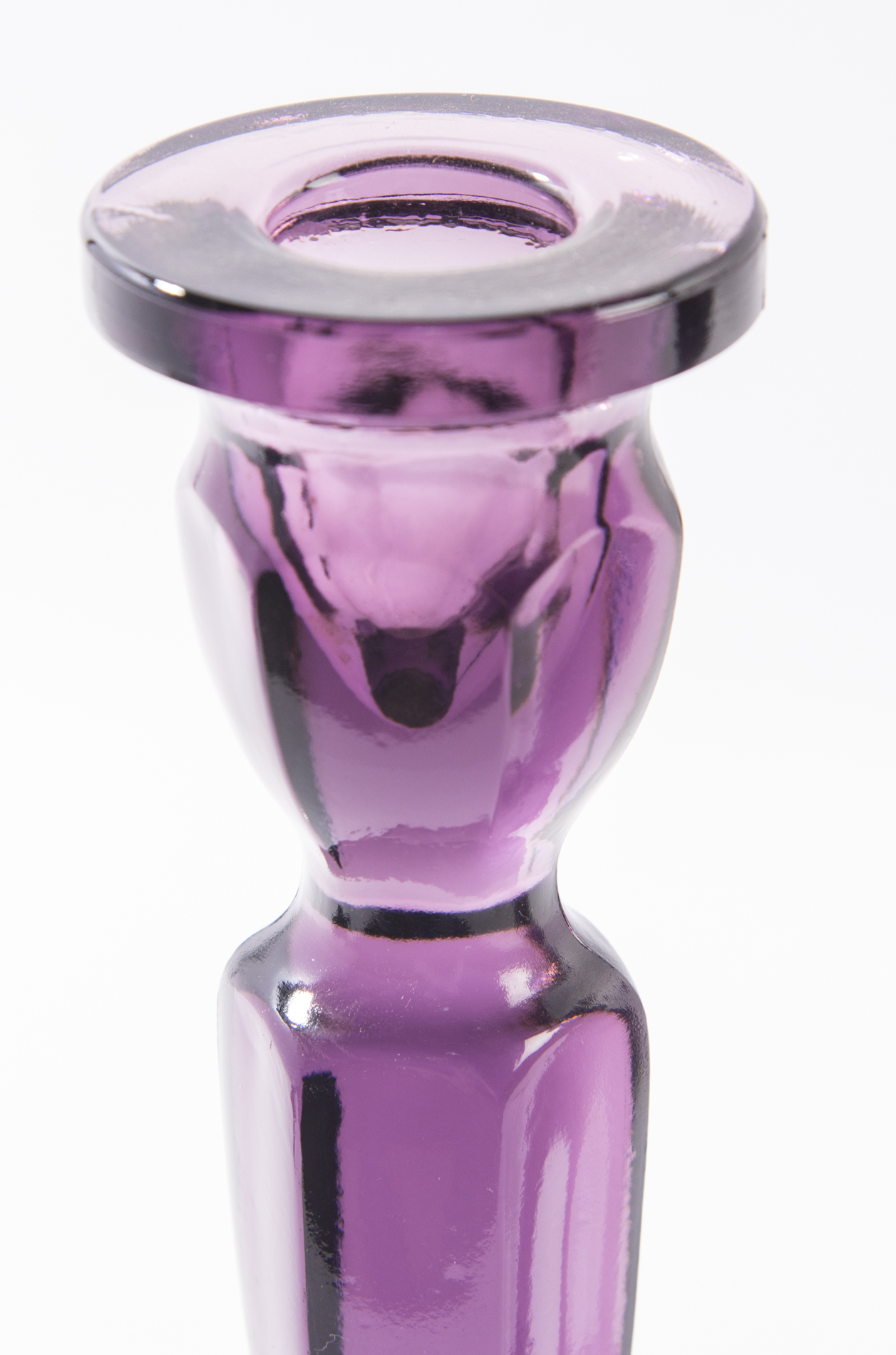 Pair of Fenton Purple Glass Candlesticks EBTH