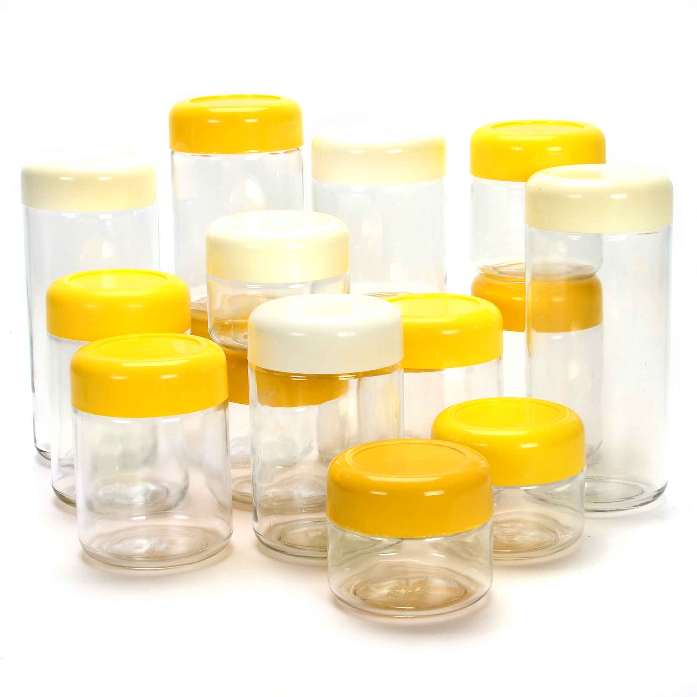 Vintage Heller Designs Glass Canisters By Massimo Vignelli Ebth