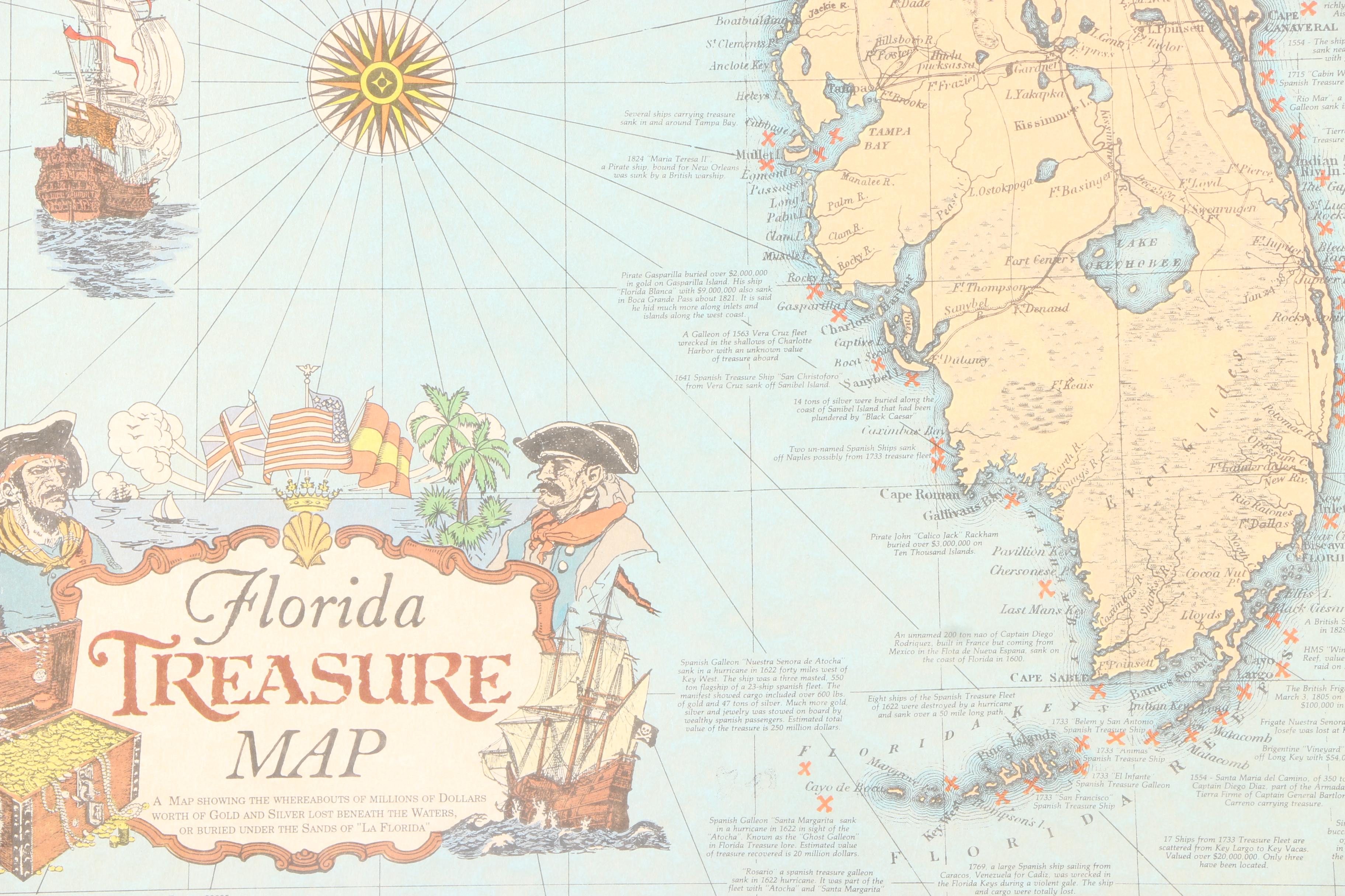 Offset Lithograph "Florida Treasure Map"  EBTH