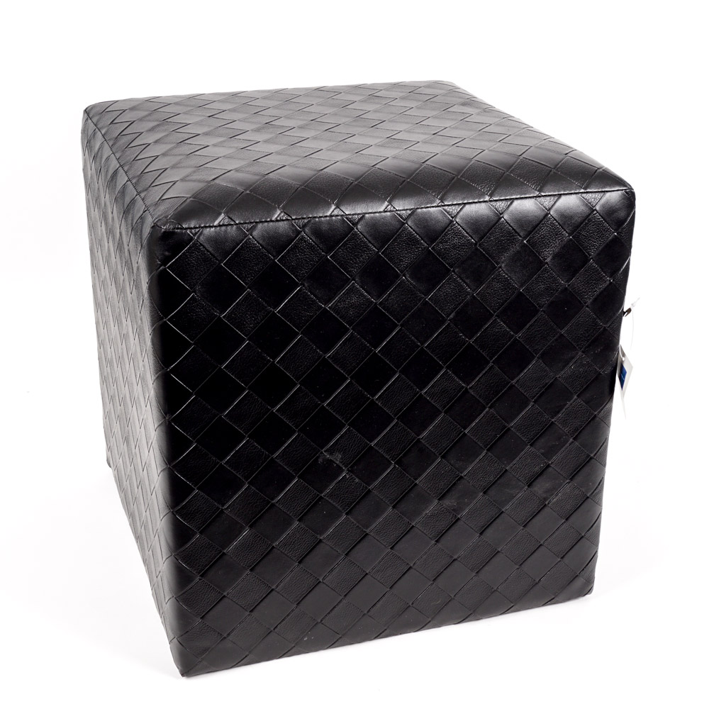 Faux Leather Cube Ottoman EBTH