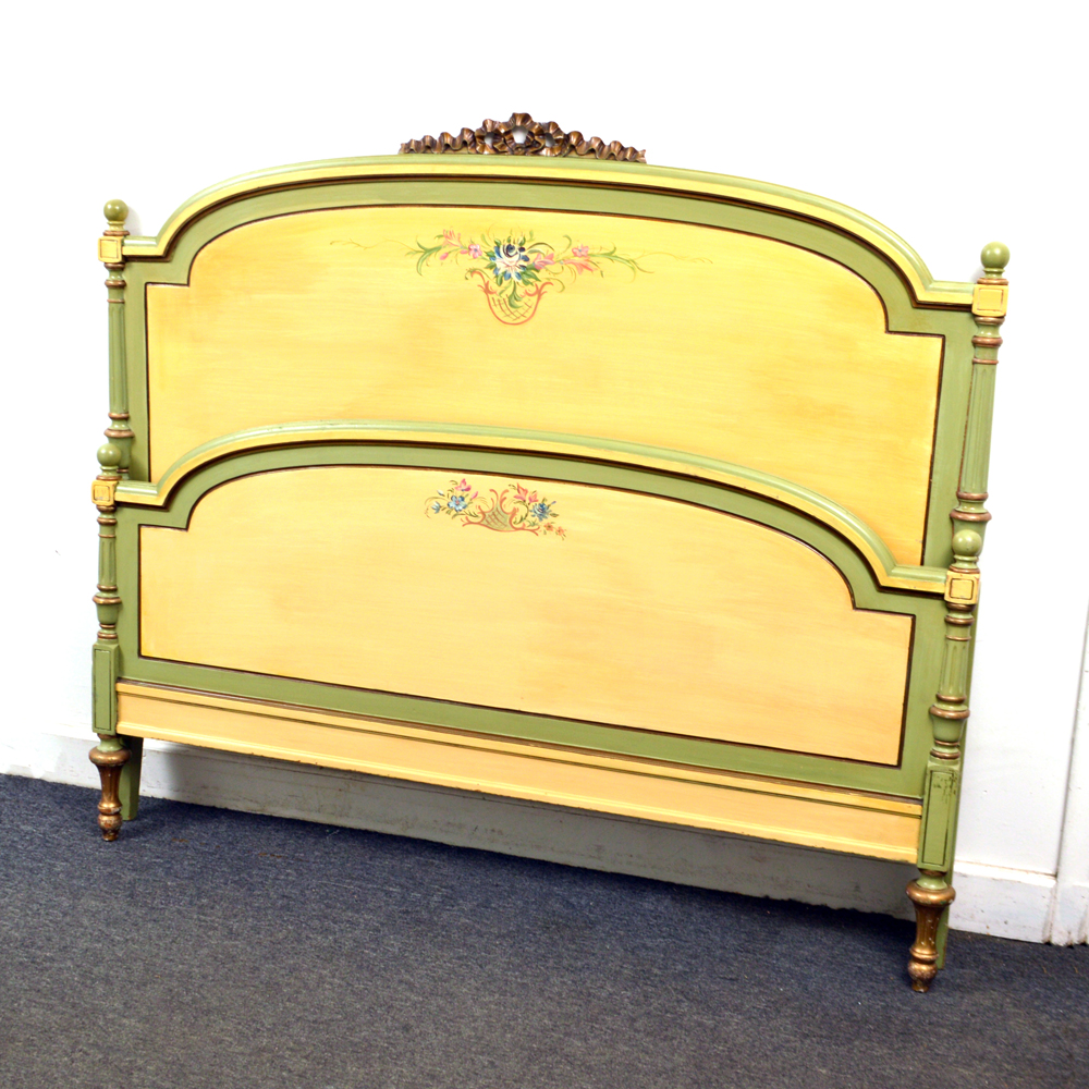 Vintage French Provincial Style Hand Painted Queen Size Bed Frame EBTH