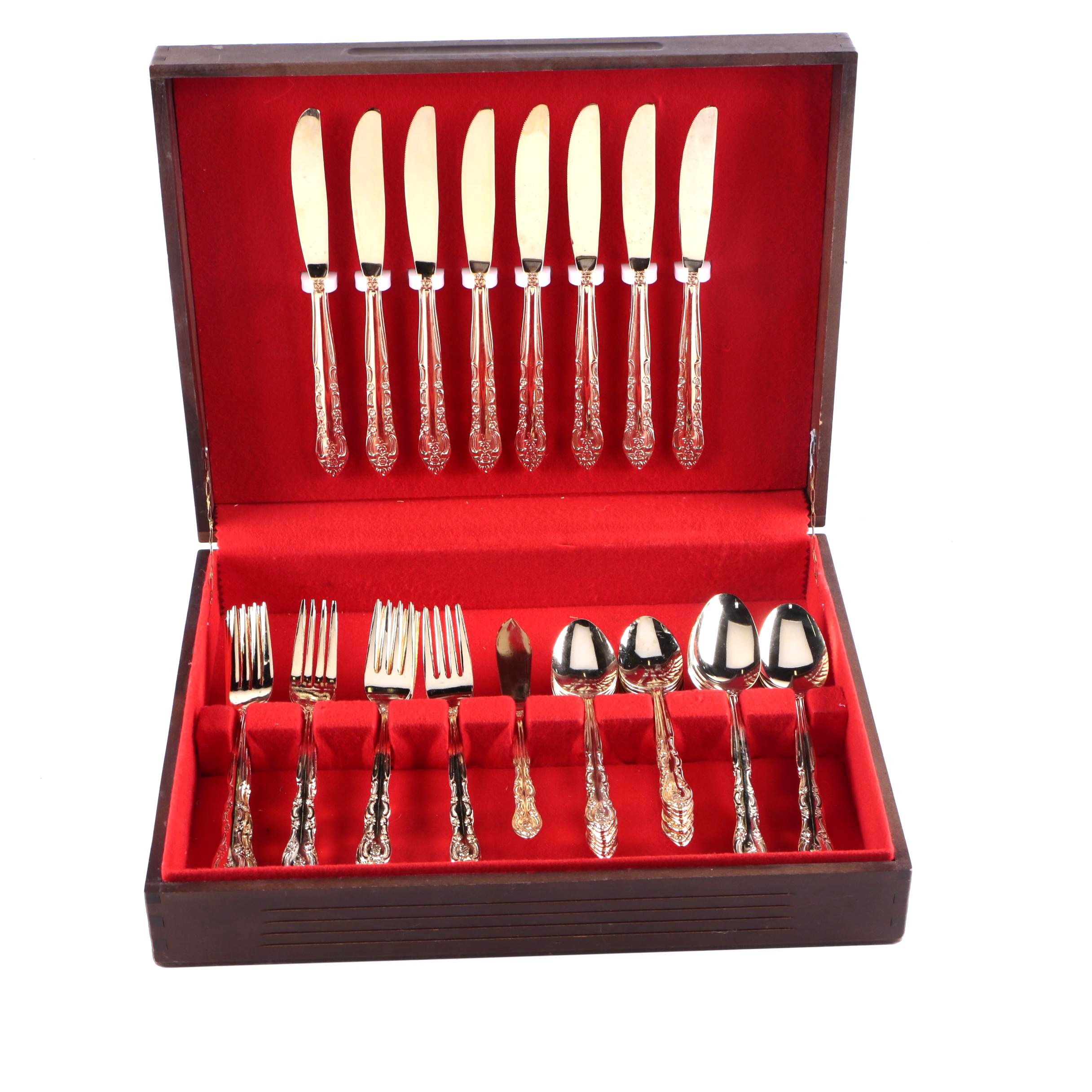 National Stainless Gold Toned Stainless Steel Flatware Set EBTH