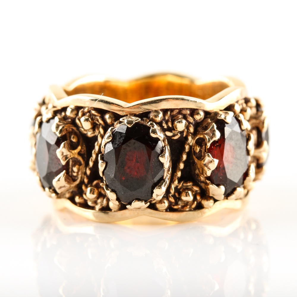 14K Yellow Gold Garnet Ring EBTH   LR 0106 