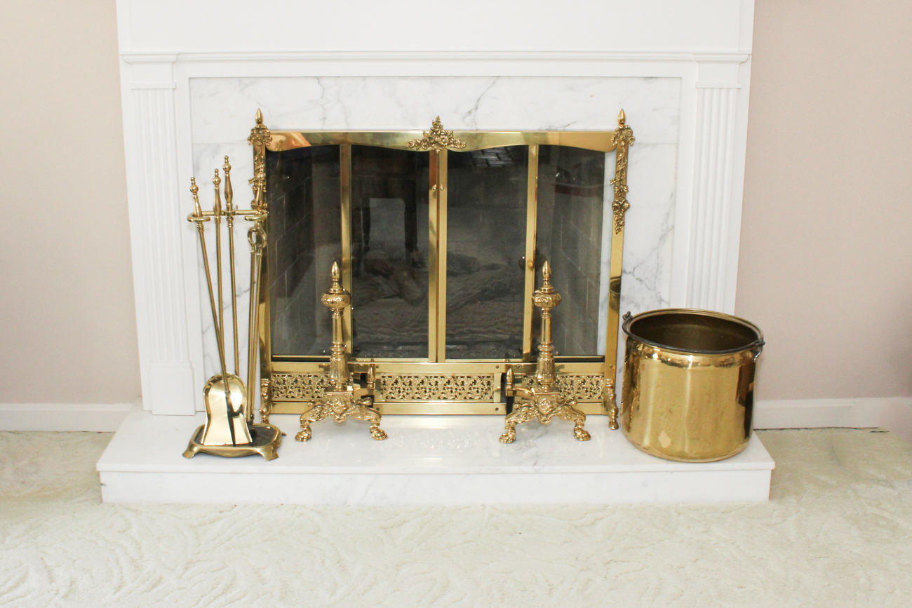 modern brass fireplace screen