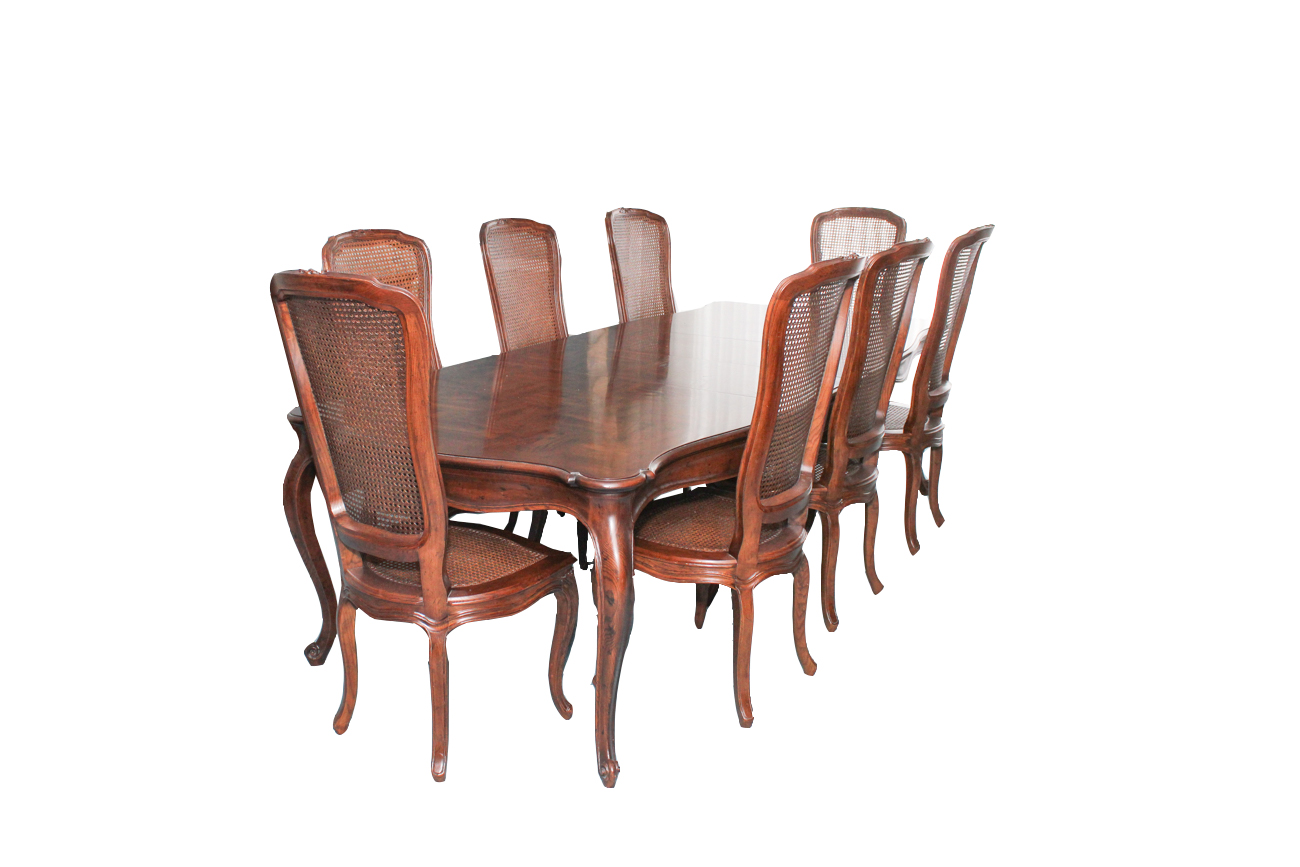 Henredon "Four Centuries" Ash Dining Table With Three Extra Leaves And