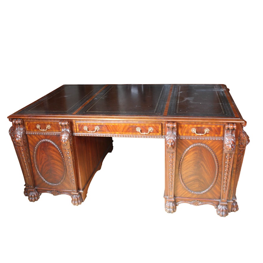Louis Xv Style Maitland Smith Mahogany Partner Desk Ebth