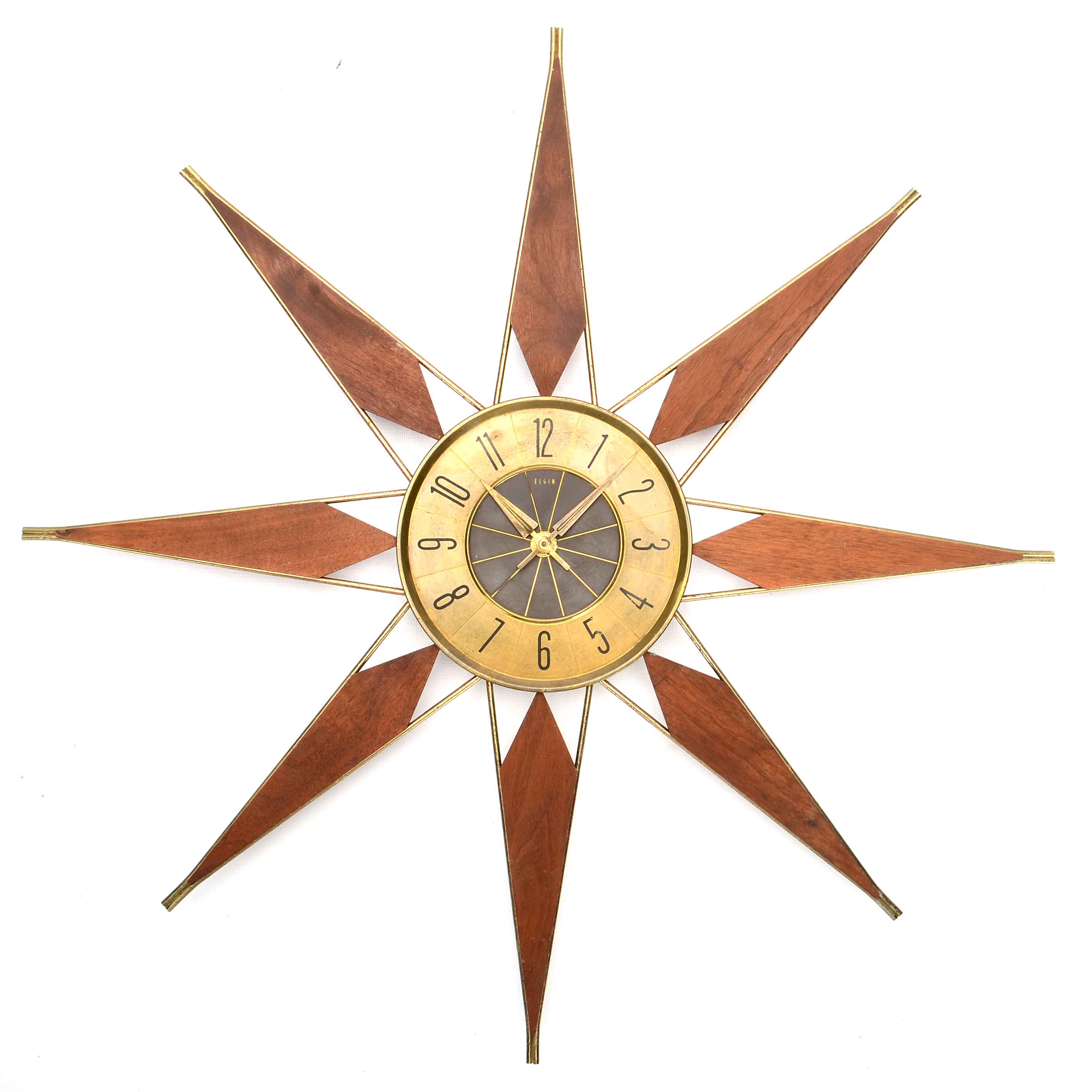 Elgin Walnut Sunburst Wall Clock EBTH