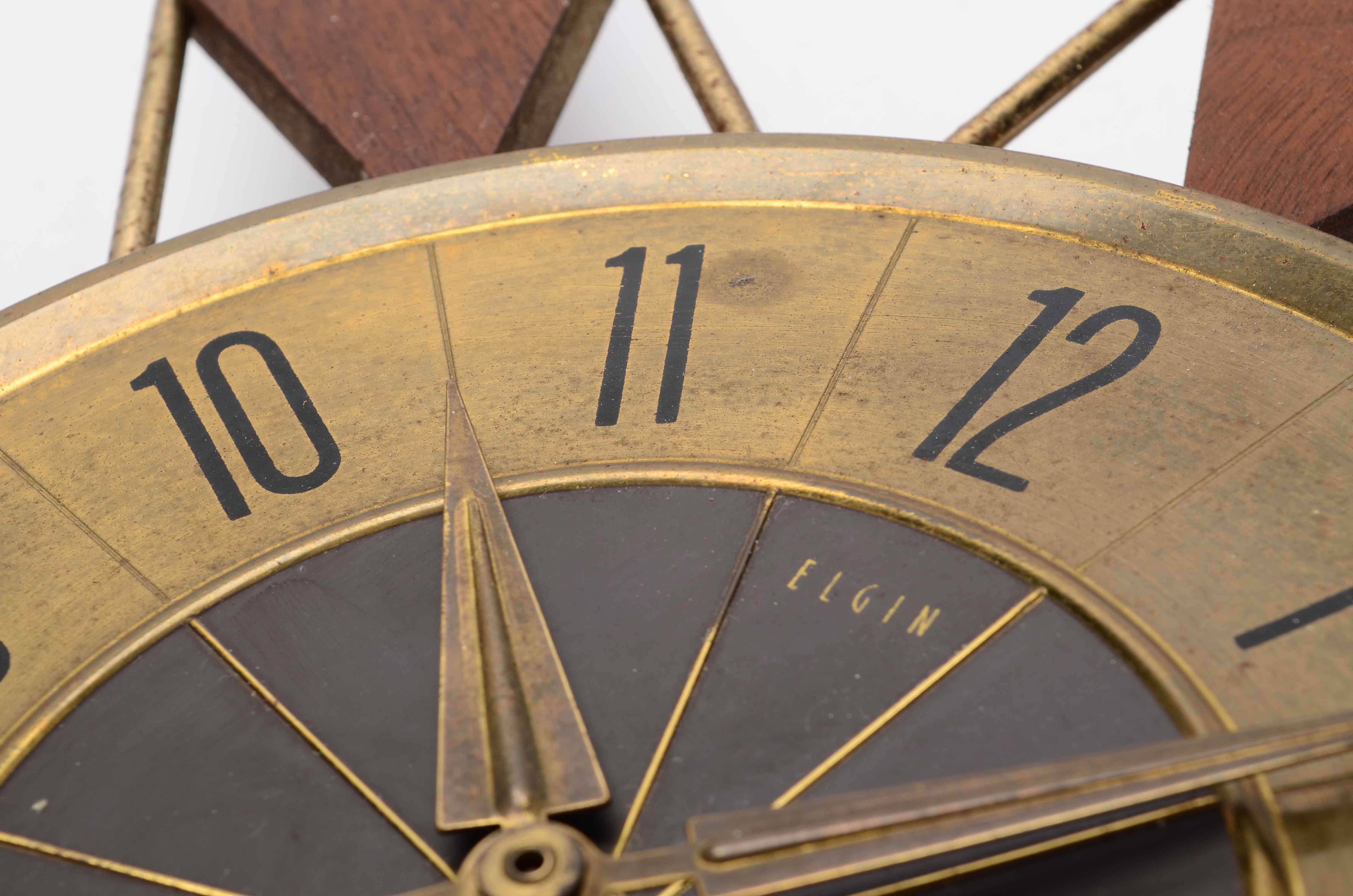 Elgin Walnut Sunburst Wall Clock EBTH