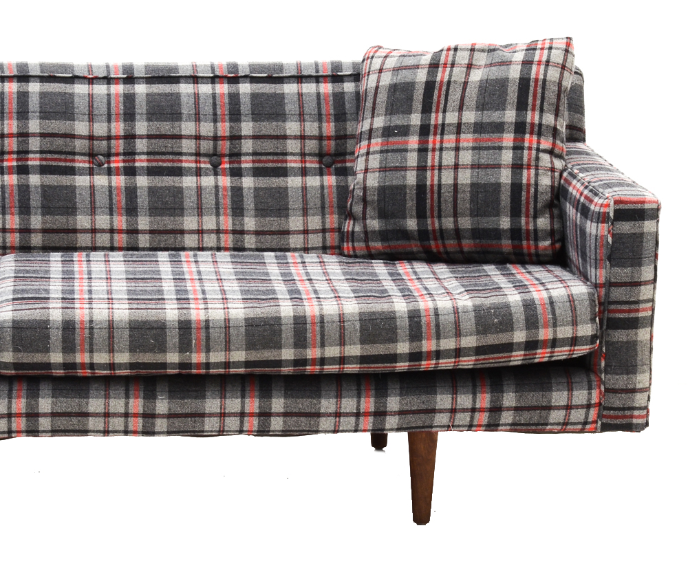 Mid Century Modern Wool Plaid Sofa EBTH