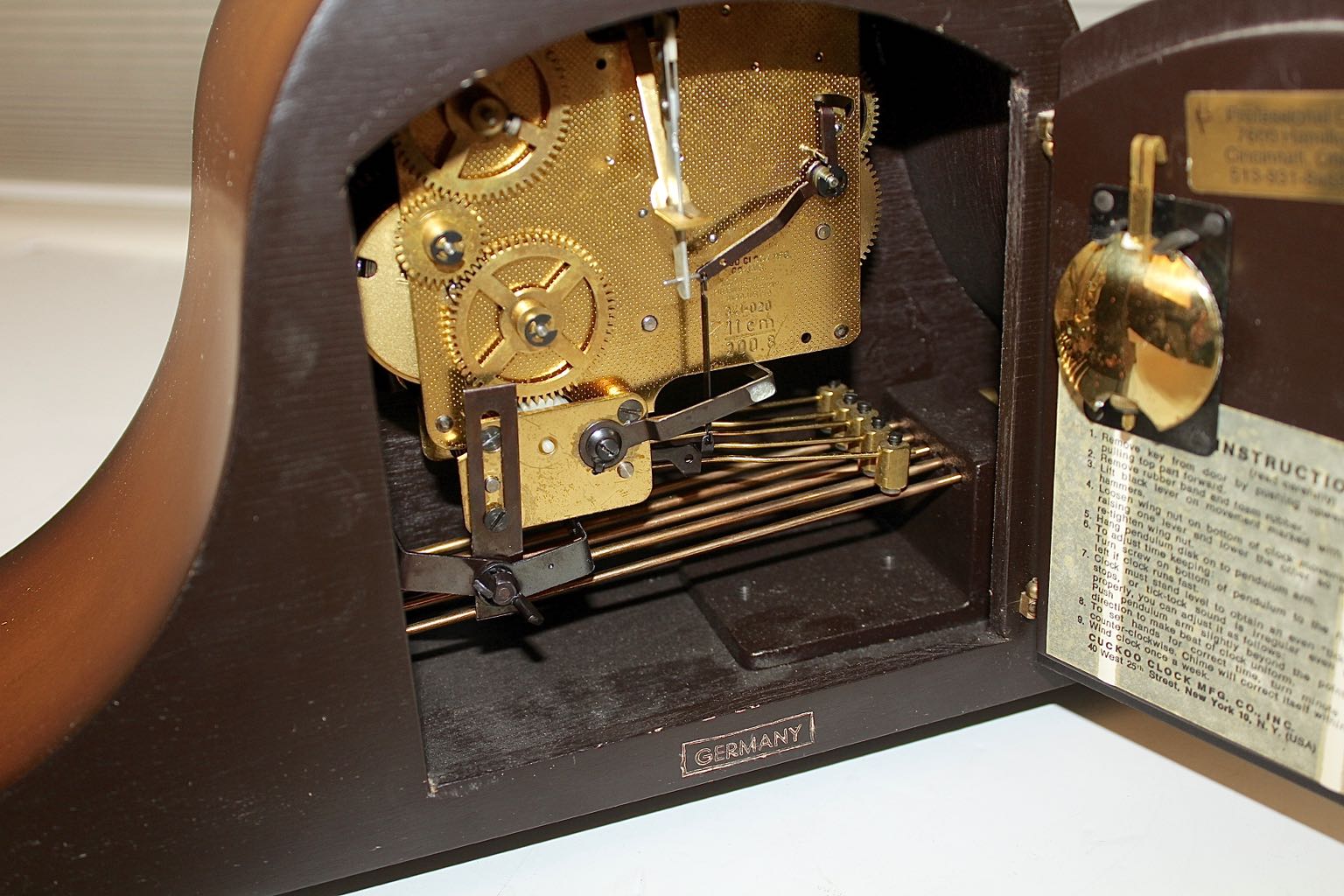 German Made Linden "Westminster" Chime & Key Wind Mantel Clock, 1970s EBTH