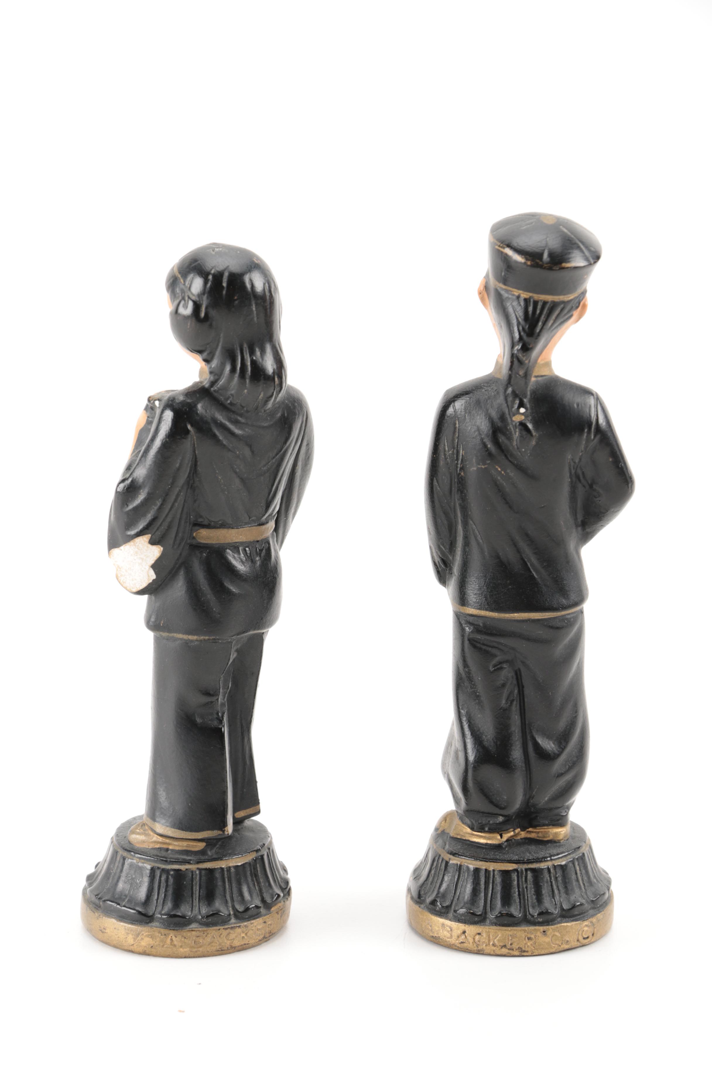 Vintage Chinese Chalkware Figurines by Alexander Backer Co. USA EBTH