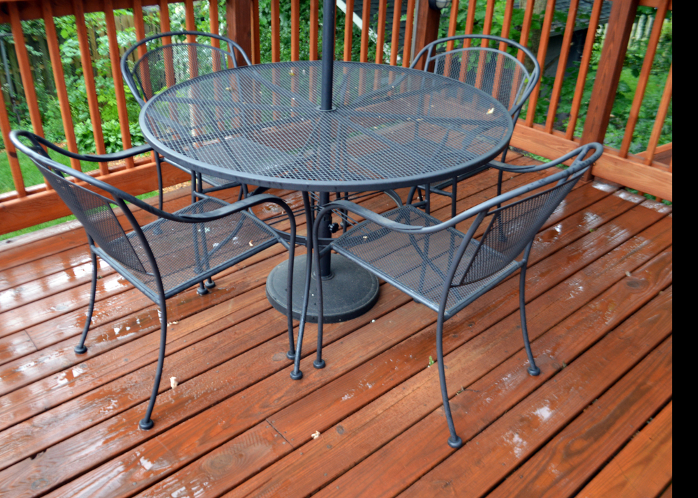 Metal Patio Table and Chairs Including Umbrella EBTH