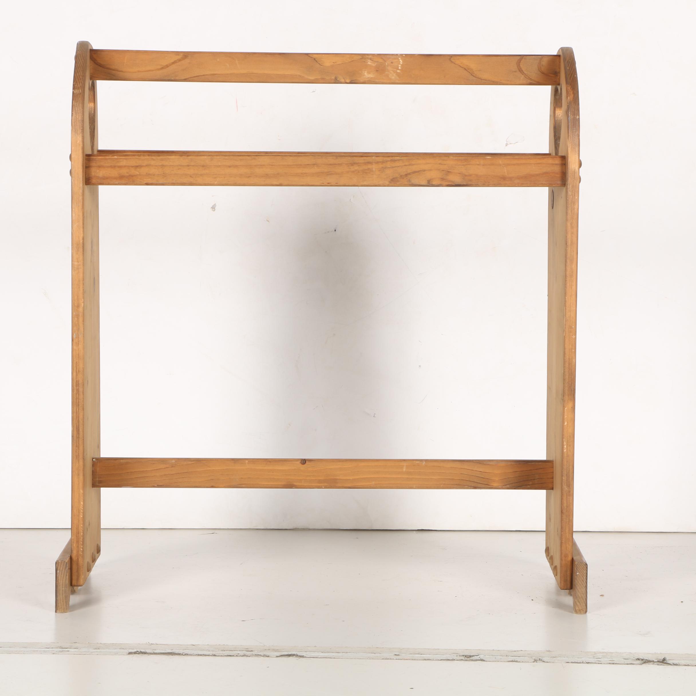 Primitive Style Pine Quilt Rack With HeartShaped Cutouts EBTH
