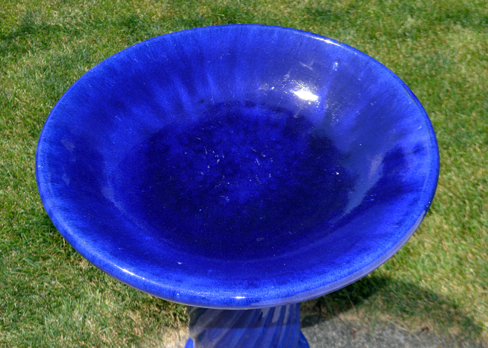 Cobalt Blue Ceramic Birdbath EBTH