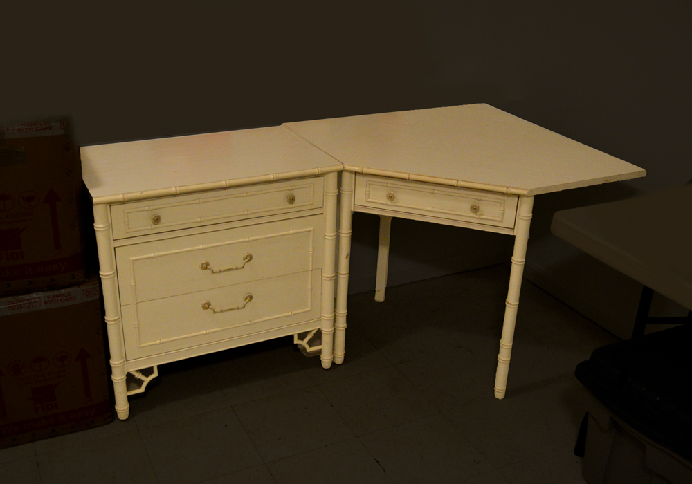 Vintage Faux Bamboo Sectional Corner Desk By Thomasville Ebth