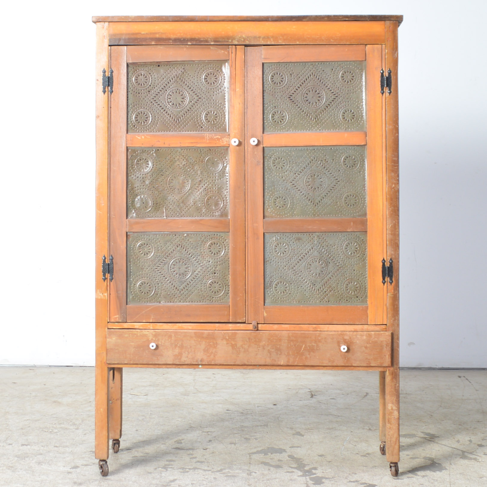 Pine And Metal Vintage Pie Safe Ebth