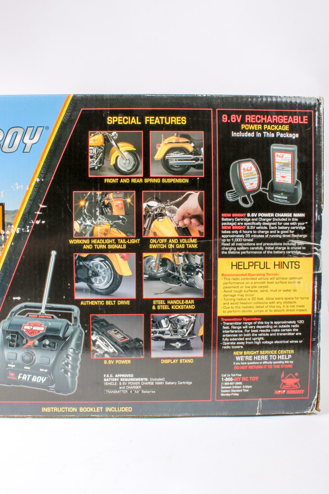 Remote Control "HarleyDavidson Fat Boy" Toy Motorcycle by New Bright