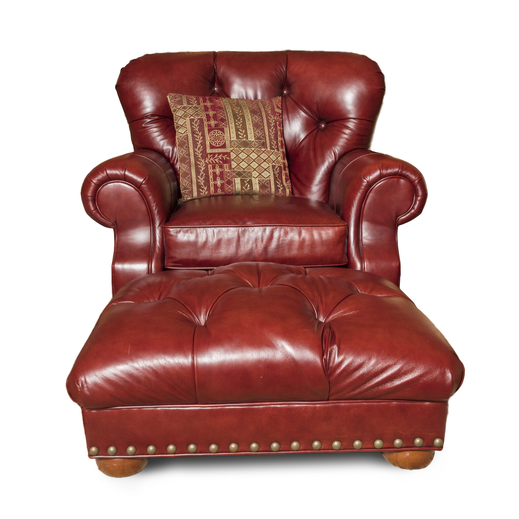 Brick Red Leather Chair And Ottoman By CR Laine EBTH   17MOR035 Item 043 0685.JPG