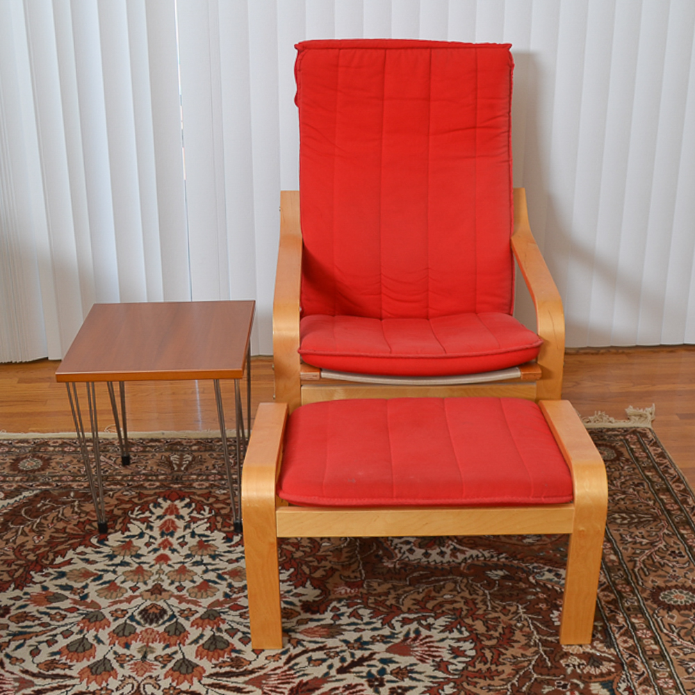 Mid Century Modern Armchair, Footstool, and Side Table EBTH