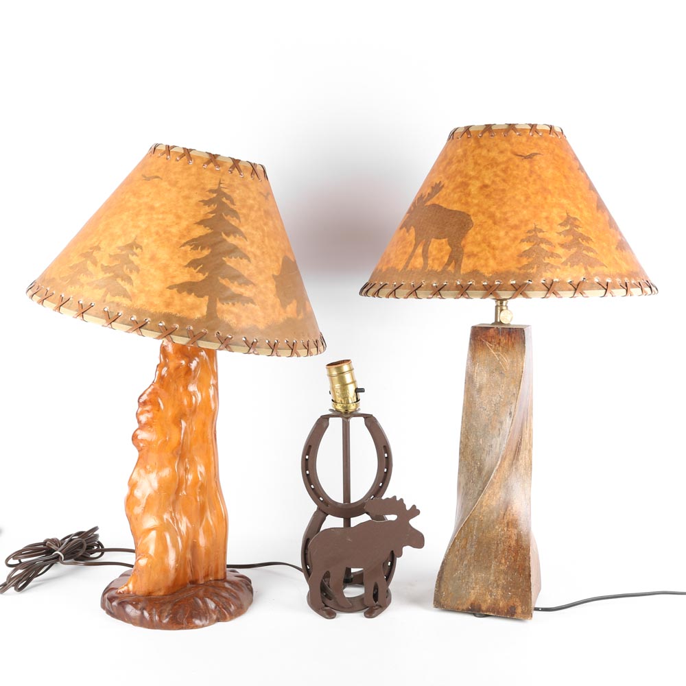 Collection Of Vintage Cabin Style Lamps Ebth