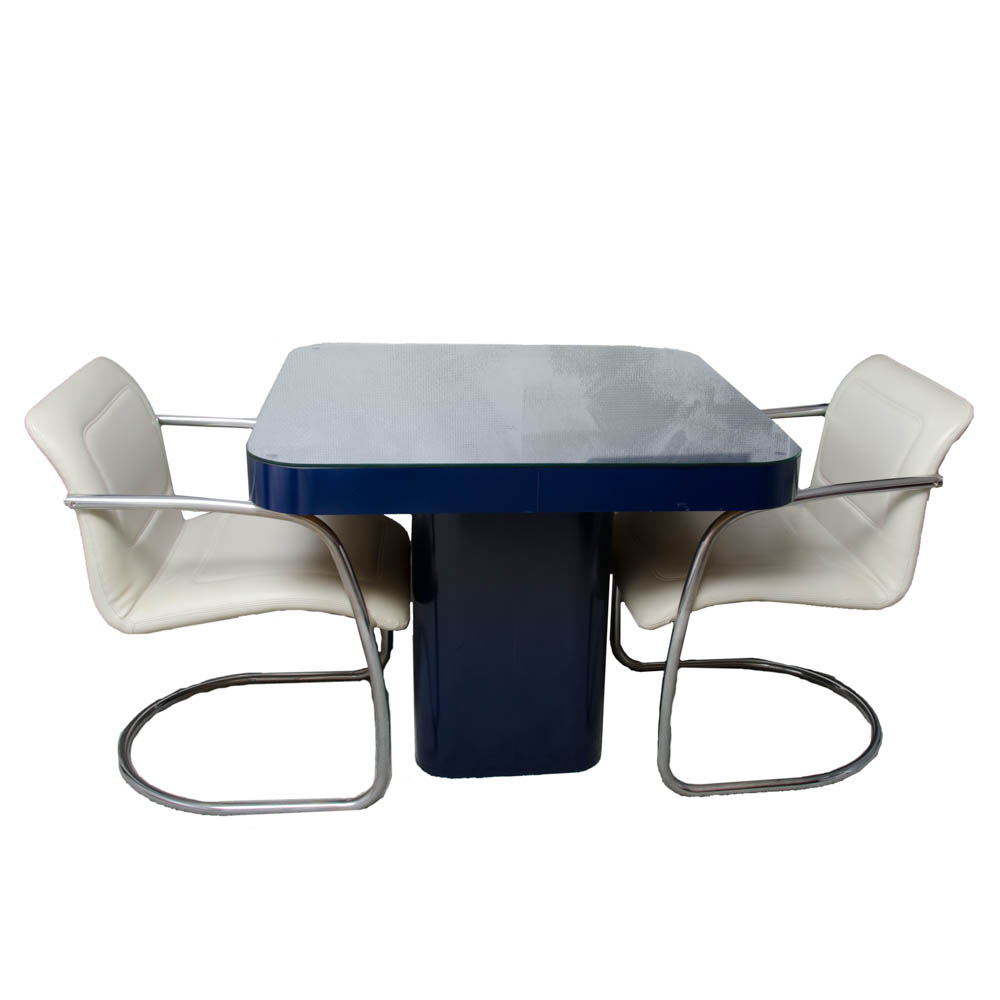 Navy Blue Card Table With Modern Style Chairs EBTH
