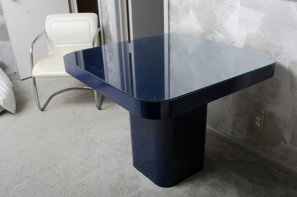 Navy Blue Card Table With Modern Style Chairs EBTH