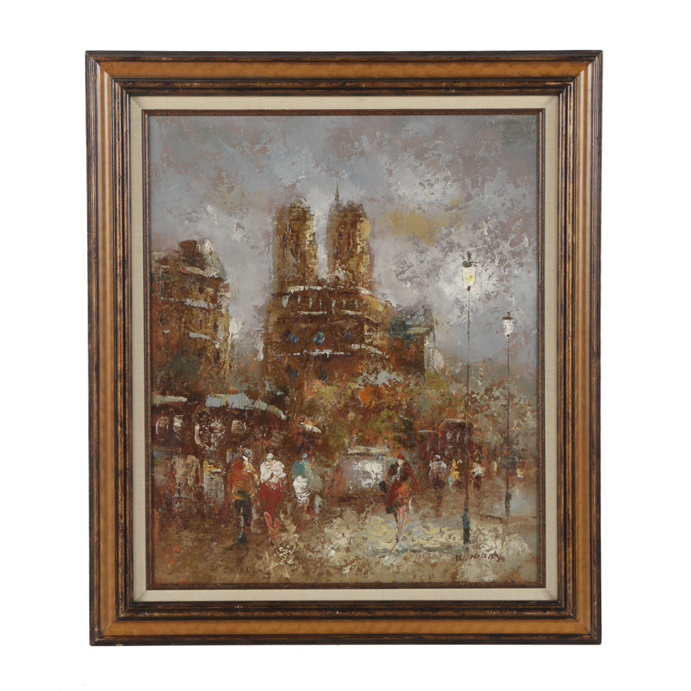W. Kirby Oil Painting on Canvas Street Scene EBTH