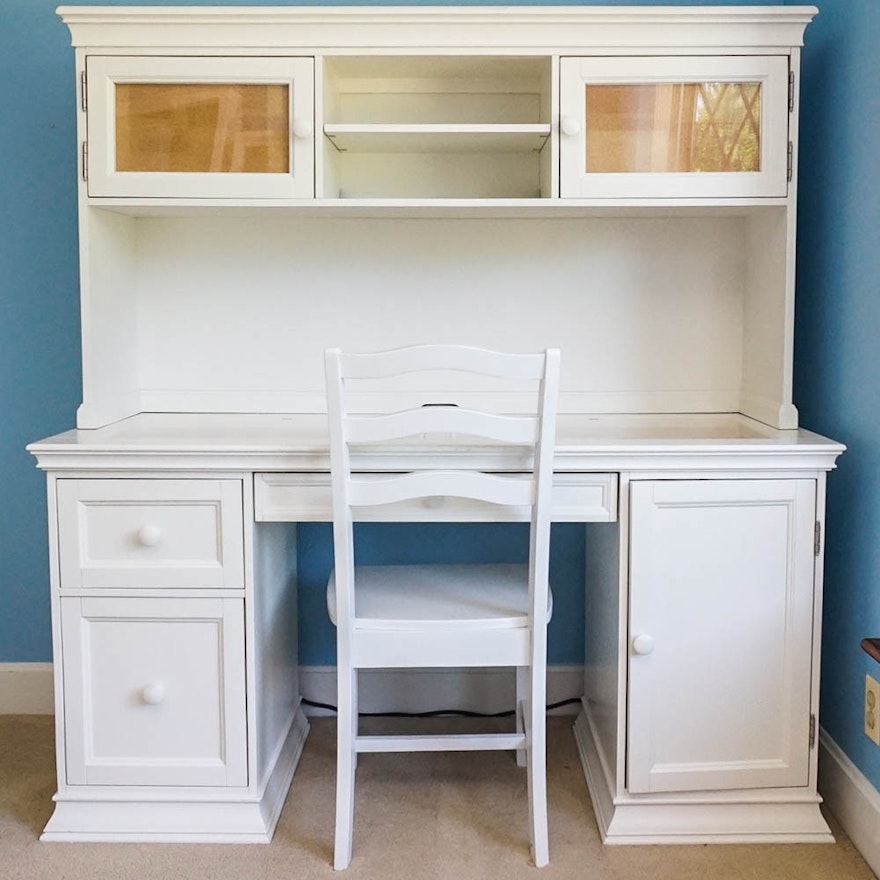 White Student Desk With Hutch And Chair By Pottery Barn Ebth