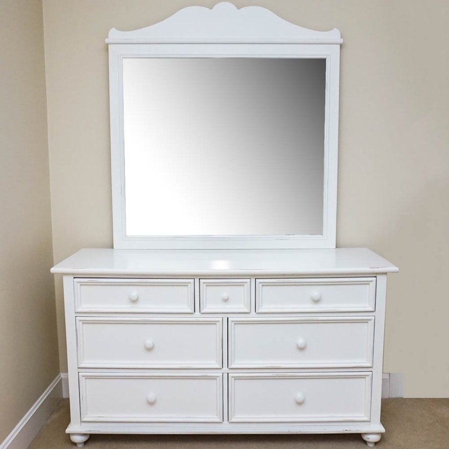 White Dresser With Mirror By Stanley Furniture Ebth