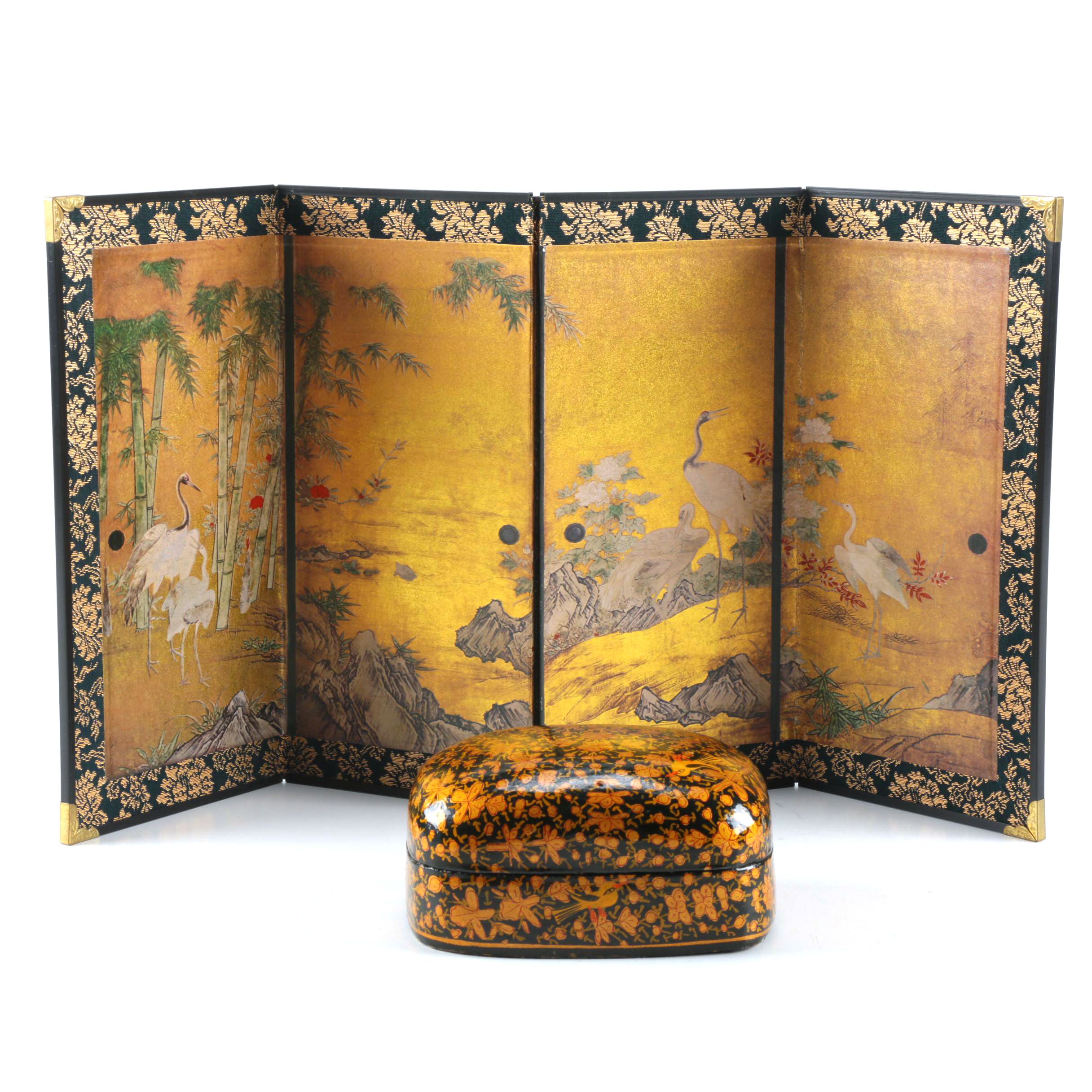Home Decor Items Including a Japanese Table Screen and Box EBTH