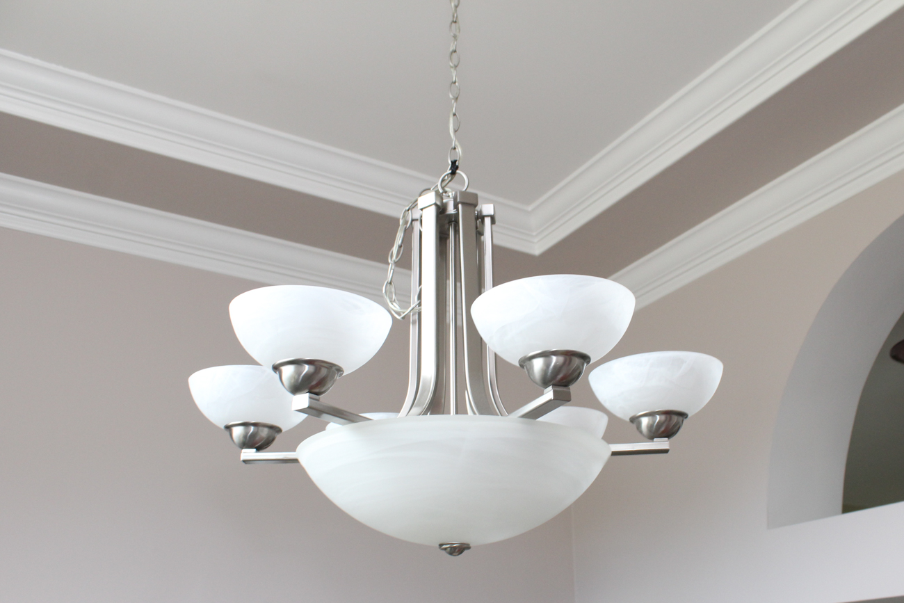 Modern Chrome Lighting Fixture With Matte White Glass Shades By Kichler