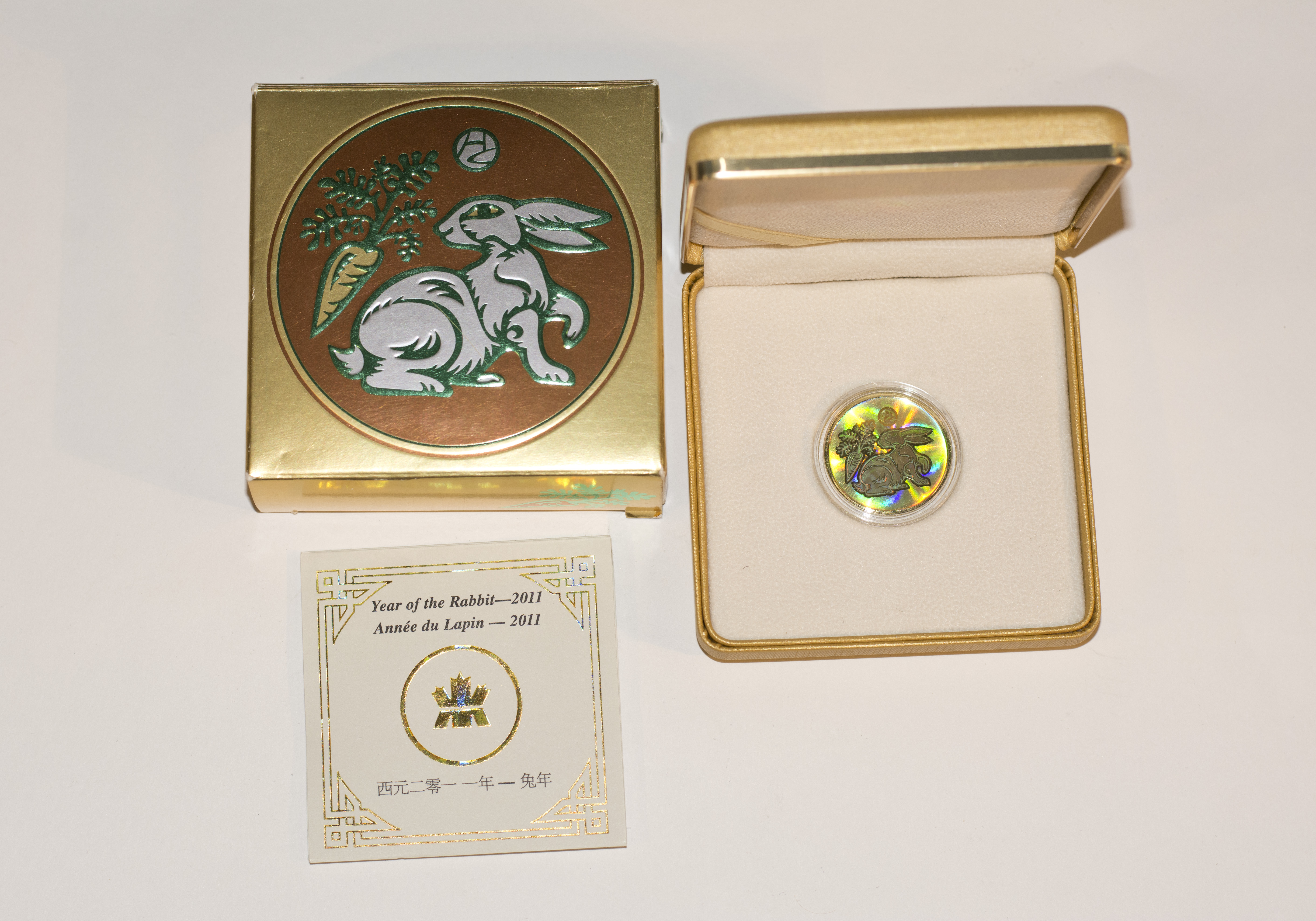2011 Royal Canadian Mint "Year of the Rabbit" 18K Holographic Gold Coin